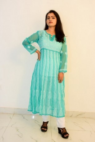 buy-hand-embroidered-lucknowi-chikan-sky-blue-georgette-kurti-big-0