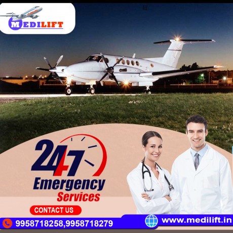 choose-risk-free-air-ambulance-service-in-bagdogra-by-medilift-with-a-highly-accomplished-medical-team-of-doctors-big-0