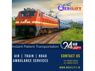 Medilift Train Ambulance Service in Kolkata with Modern Medical Equipment