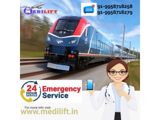 Medilift Train Ambulance Service in Guwahati with a Specialized Medical Team